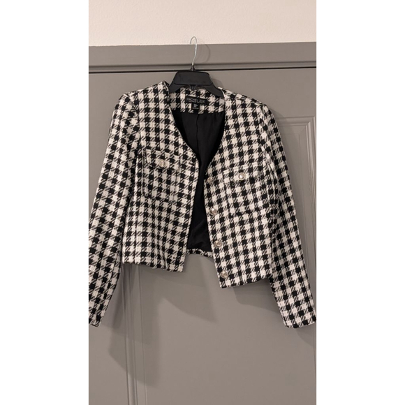 RACHEL ZOE Jackets & Blazers - Women's Rachel Zoe Houndstooth Blazer M Black White